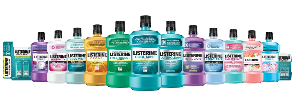 Listerine products in a row