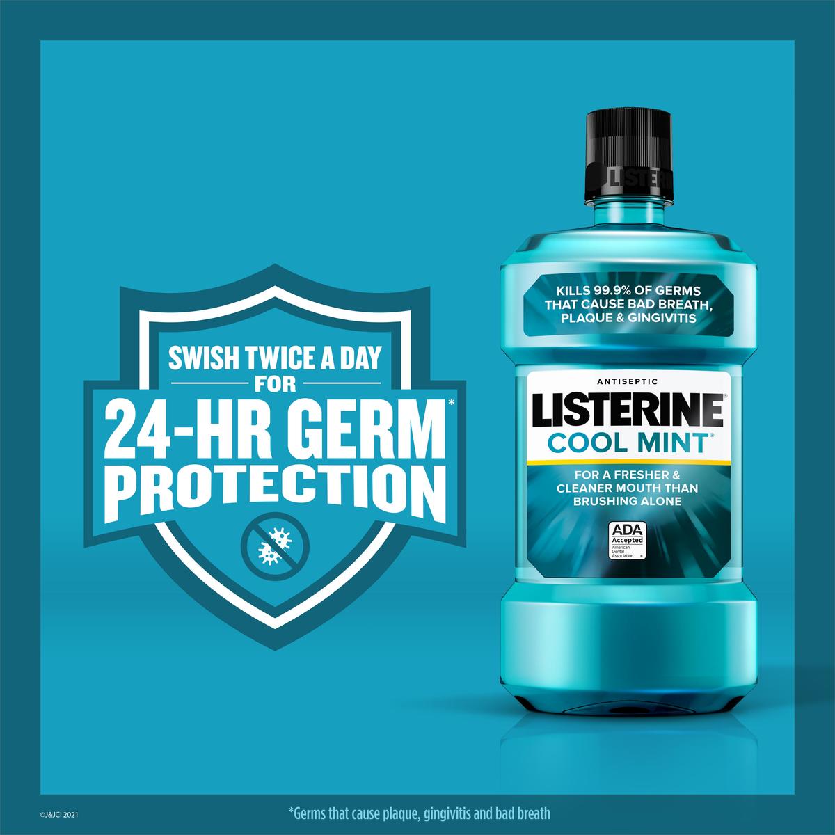 LISTERINE® COOL MINT® Antiseptic Mouthwash with 24 hour germ protection