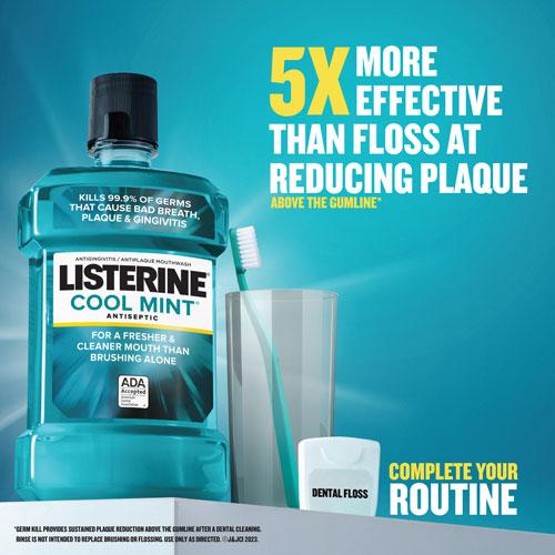 Listerine Cool Mint mouthwash is more effective than floss at reducing plaque