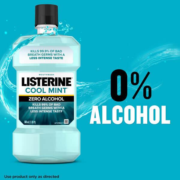 Listerine Cool Mint Zero Alcohol contains 0% alcohol