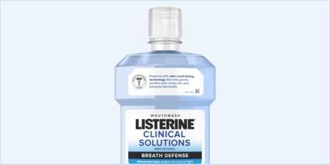 Bottle of Listerine Clinical Solutions Breath Defense Mouthwash