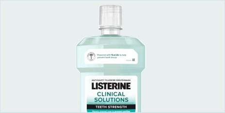 Bottle of Listerine Clinical Solutions Teeth Strength Mouthwash