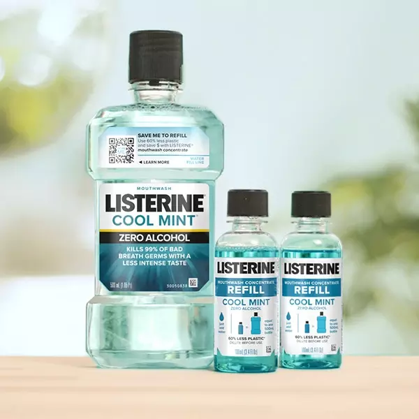 Listerine Zero Alcohol Cool Mint mouthwash and concentrate refills