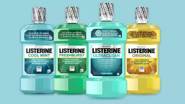Listerine mouthwashes in a row