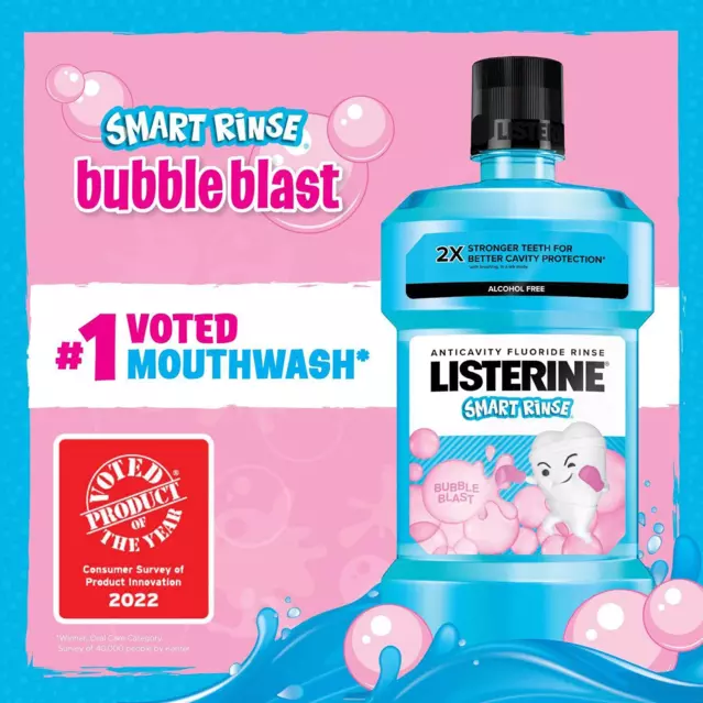 Listerine Smart Rinse Bubble Blast featuring 2022 Product of the Year seal graphic