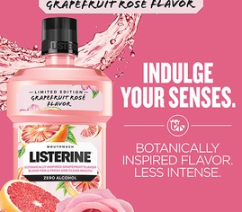 Indulge your senses with Listerine Grapefruit Rose mouthwash