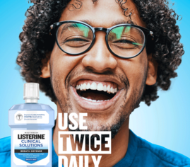 Use Listerine Clinical Solutions Breath Defense Mouthwash twice daily